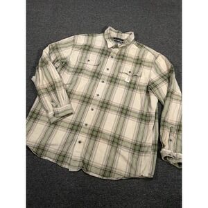 Carhartt Loose Fit Heavyweight Flannel Long Sleeve Shirt Beige Plaid Men 2XLT